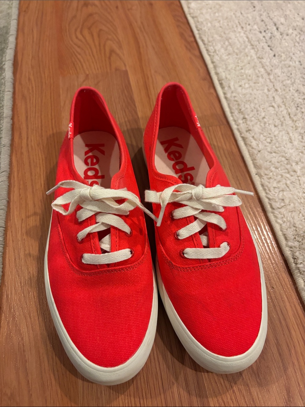 Keds Women's Canvas Lace-Up Sneakers in Bright Red with White Soles